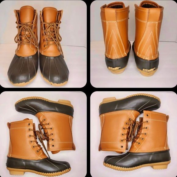 New Khombu Premium Leather & Rubber Winter Lace Up Ankle Duck Boots Size 5 - Picture 7 of 15